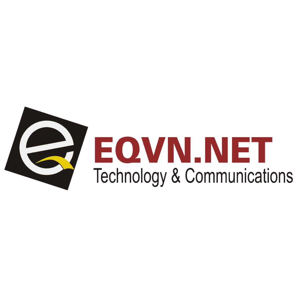 Logo chữ đỏ EQVN.NET kích thước vuông